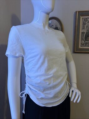 PINK Victoria's Secret White Short-Sleeve Ruched Side Tee